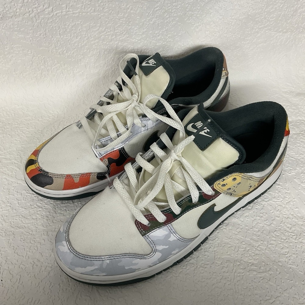 Nike Dunk Low SE Sail Multi Camo Vintage Men's 11 Sneakers Shoes Dunklow used‎